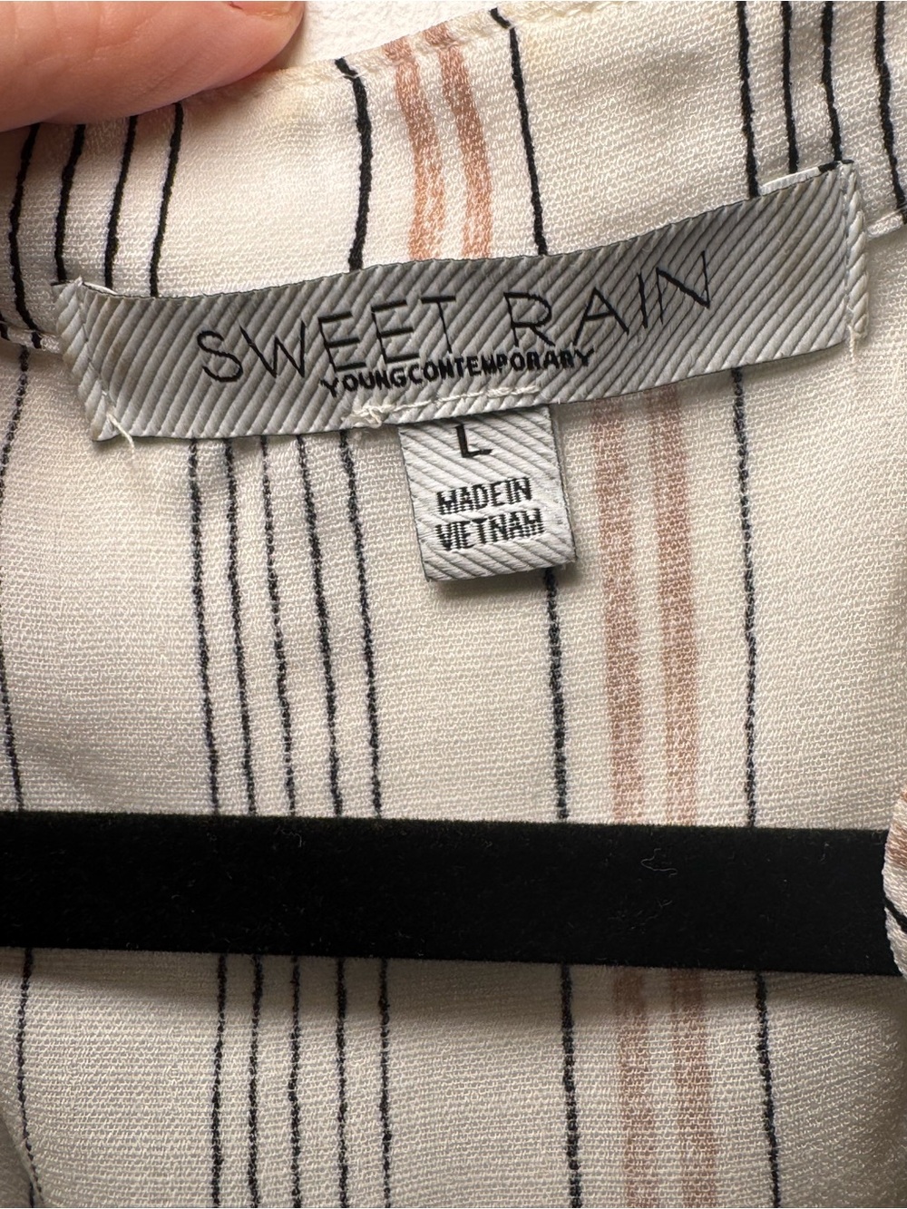 Sweet Rain Striped Peplum Blouse Size Large Drawstring Waist Boho - Picture 3 of 6